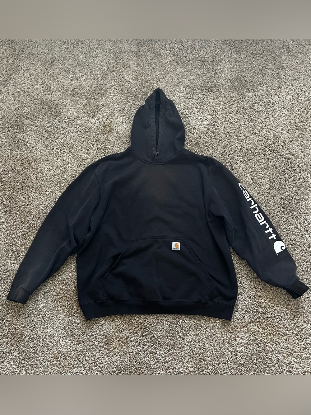 Carhartt Men’s Black Crewneck Hoodie with Logo Sleeve